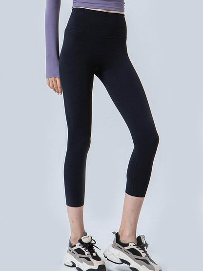Wide Waistband Cropped Sports Leggings for Active Comfort - Selvanelle