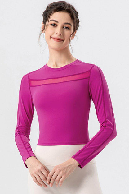 Round Neck Long Sleeve Active T-Shirt for Comfort and Style - Selvanelle