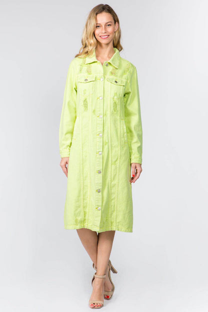 American Bazi Button Up Distressed Denim Dress for Women - Selvanelle