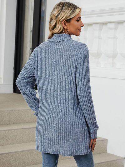 Ribbed Mock Neck Long Sleeve T-Shirt for Women Stylish Wear - Selvanelle