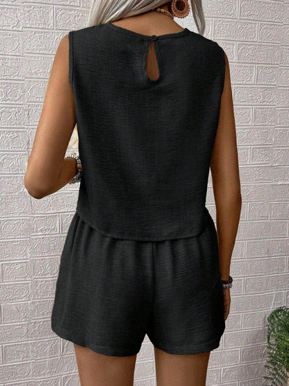 Round Neck Sleeveless Top and Shorts Set for Women - Selvanelle