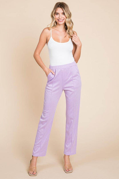 Culture Code Full Size Pin Tuck Detail Slim Pants for Style - Selvanelle
