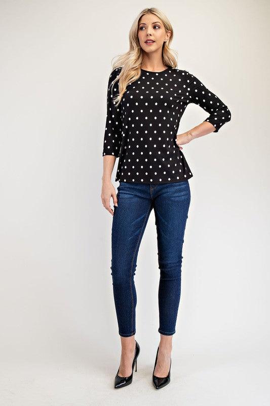 Celeste Full Size Polka Dot Round Neck T-Shirt for Women