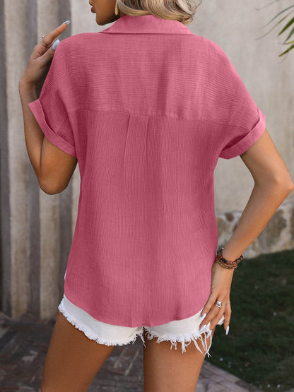Mandy Button Up Short Sleeve Shirt - Selvanelle