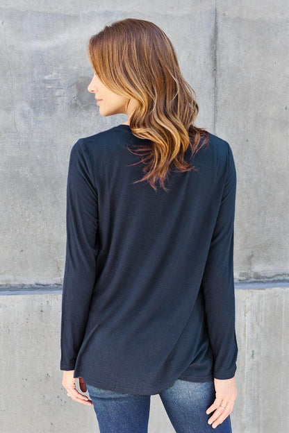 Basic Bae Full Size V-Neck Long Sleeve Top for Women - Selvanelle
