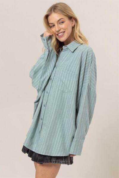 HYFVE Stripe Button Down Long Sleeve Oversized Shirt Chic - Selvanelle