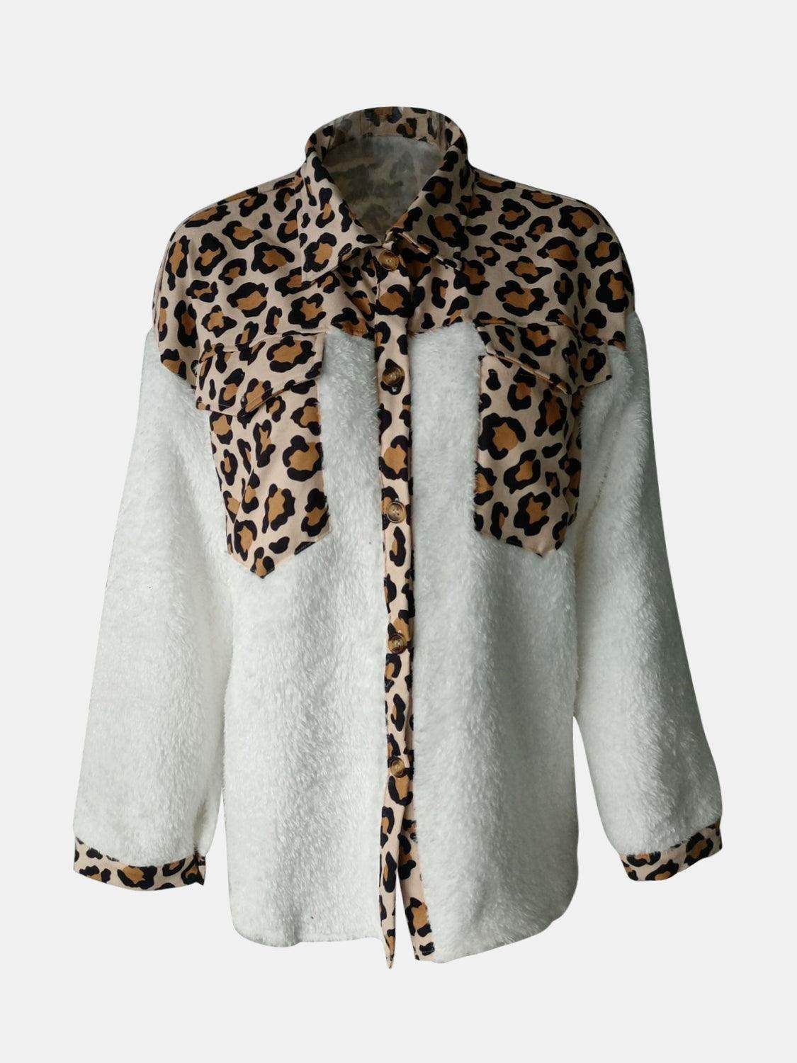 Fuzzy Button Up Long Sleeve Jacket for Cozy Style - Selvanelle