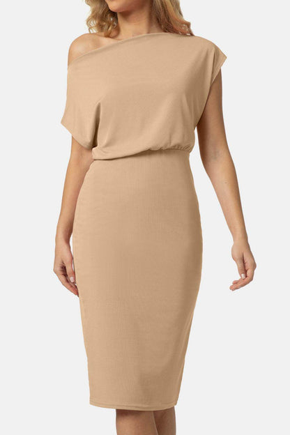 Boat Neck Short Sleeve Knee-Length Dress for Women - Selvanelle
