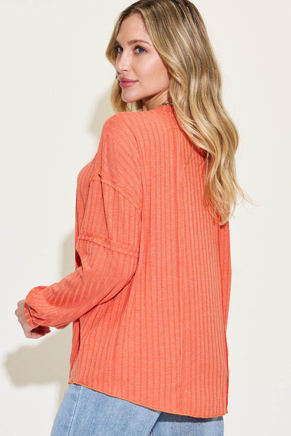 Basic Bae Full Size Ribbed Round Neck Long Sleeve T-Shirt - Selvanelle