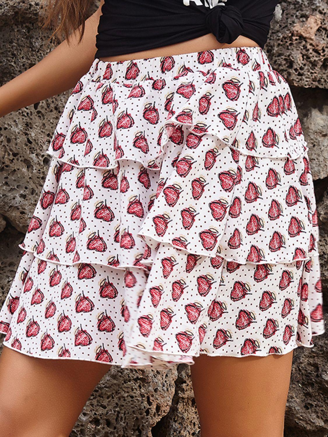 Perfee Layered Printed Mini Skirt for Stylish Outfits