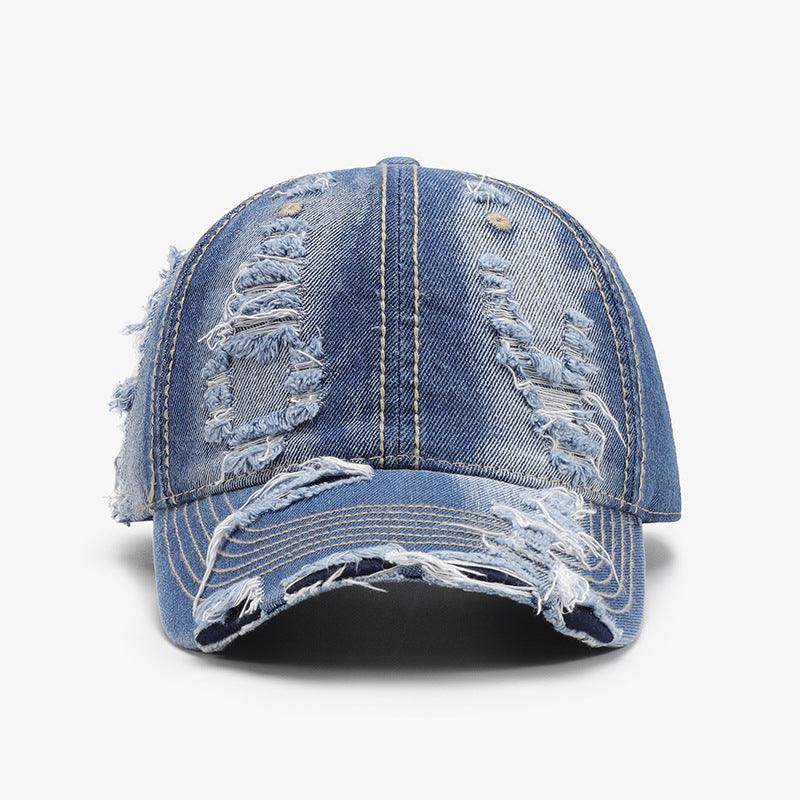 Distressed Adjustable Cotton Baseball Cap for Everyday Wear - Selvanelle