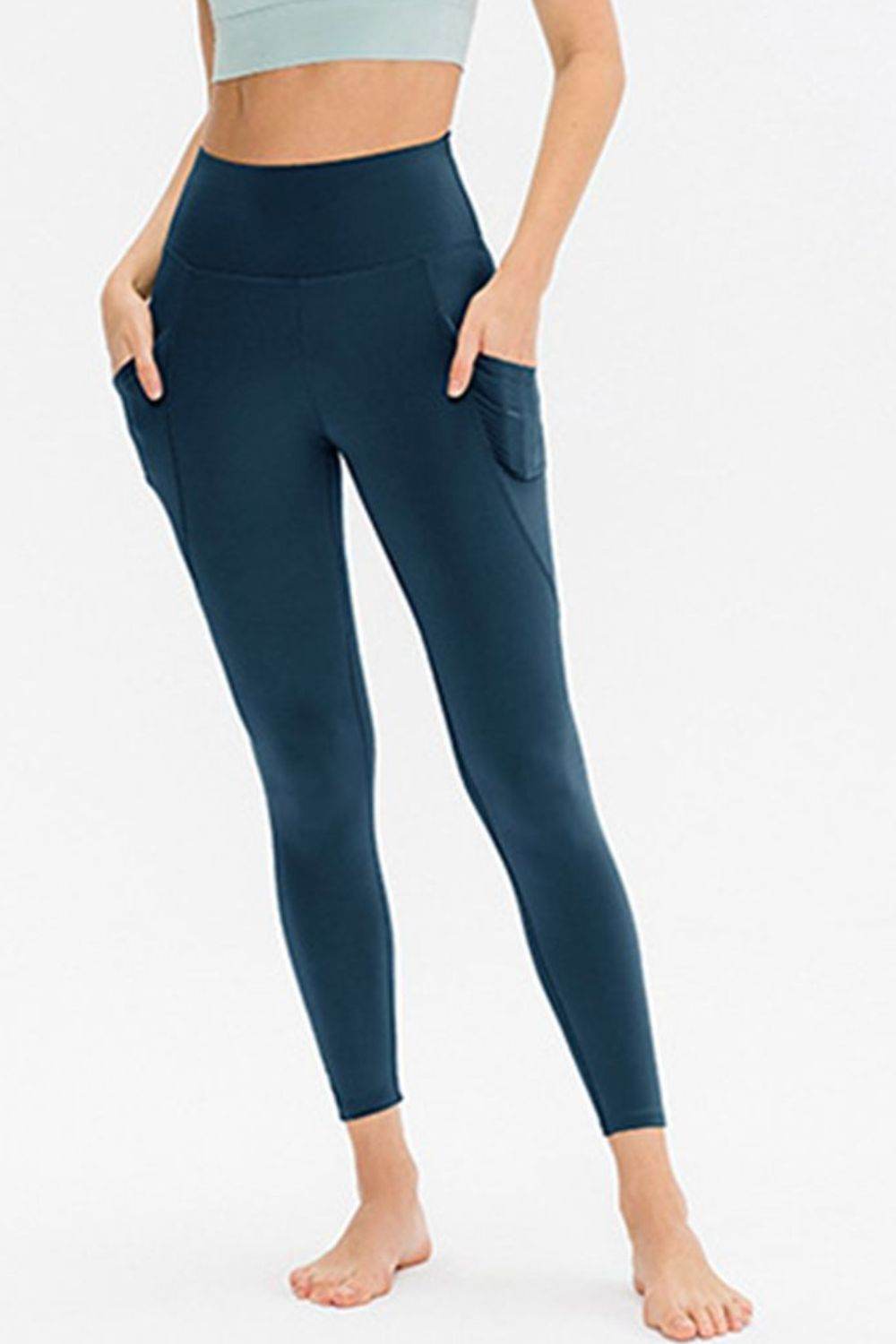 Slim Fit Long Active Leggings with Pockets - Selvanelle