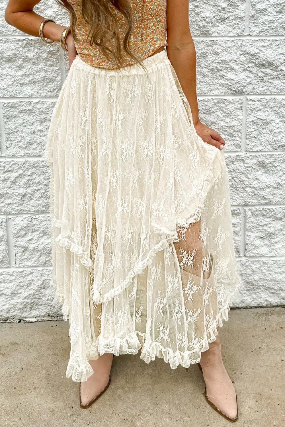 Lace Tiered Midi Skirt for Elegant Summer Outfits