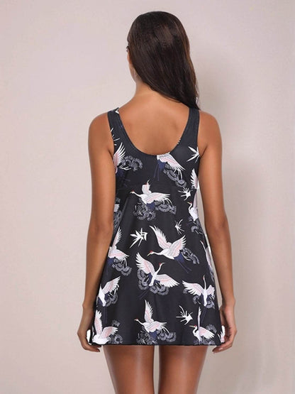 Full Size Printed Slit Plunge One-Piece Swimwear Plus Size - Selvanelle