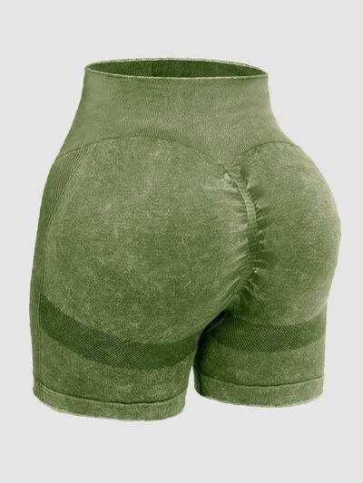 Washed High Waist Active Shorts for Ultimate Comfort - Selvanelle