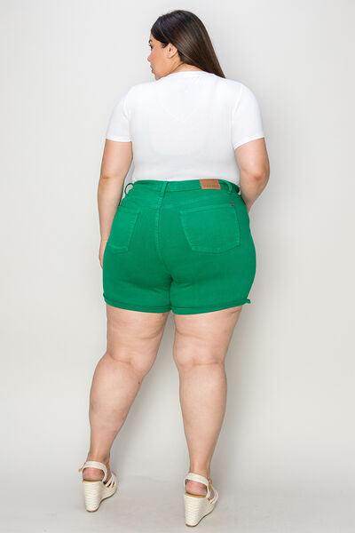 Judy Blue Full Size Tummy Control Denim Shorts for Women - Selvanelle