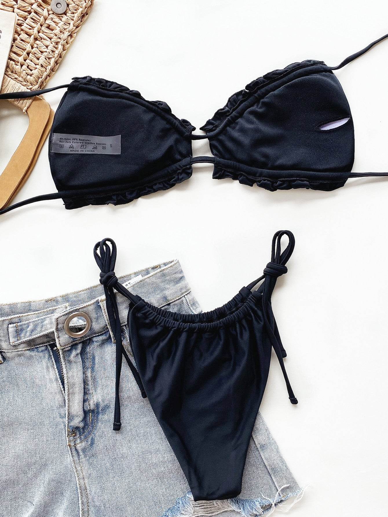 Frill Trill Halter Neck Bikini Set - Selvanelle
