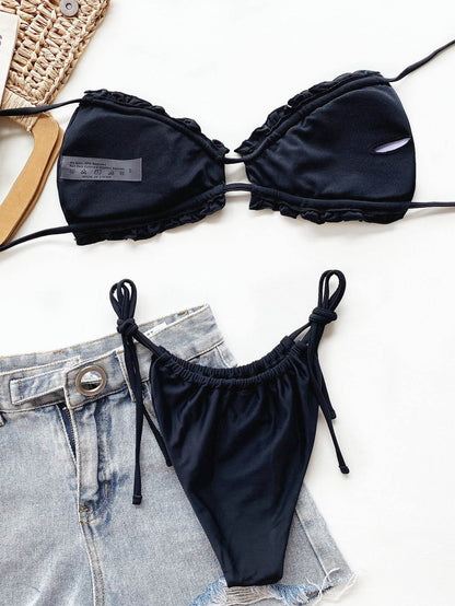 Frill Trill Halter Neck Bikini Set - Selvanelle