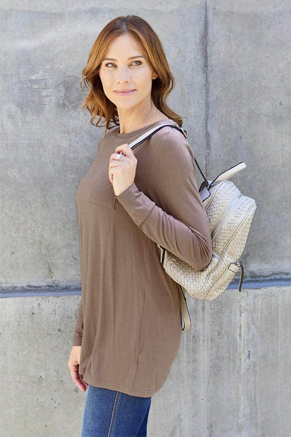 Basic Bae Full Size Round Neck Long Sleeve Top for Women - Selvanelle