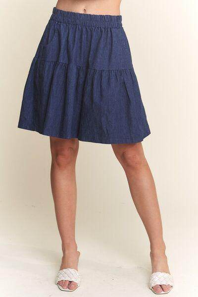 ADORA Elastic Waist Wide Leg Denim Shorts for Women - Selvanelle