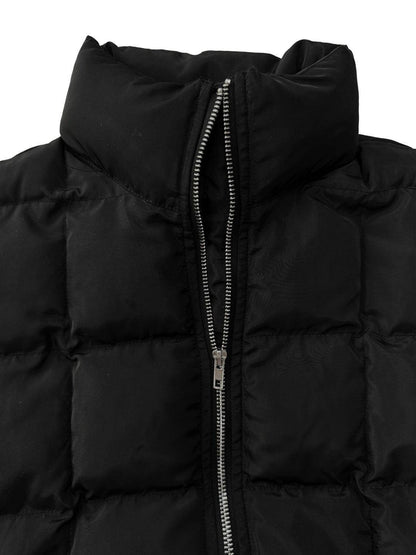 Pocketed Plaid Quilted Zip Up Winter Coat for Women - Selvanelle