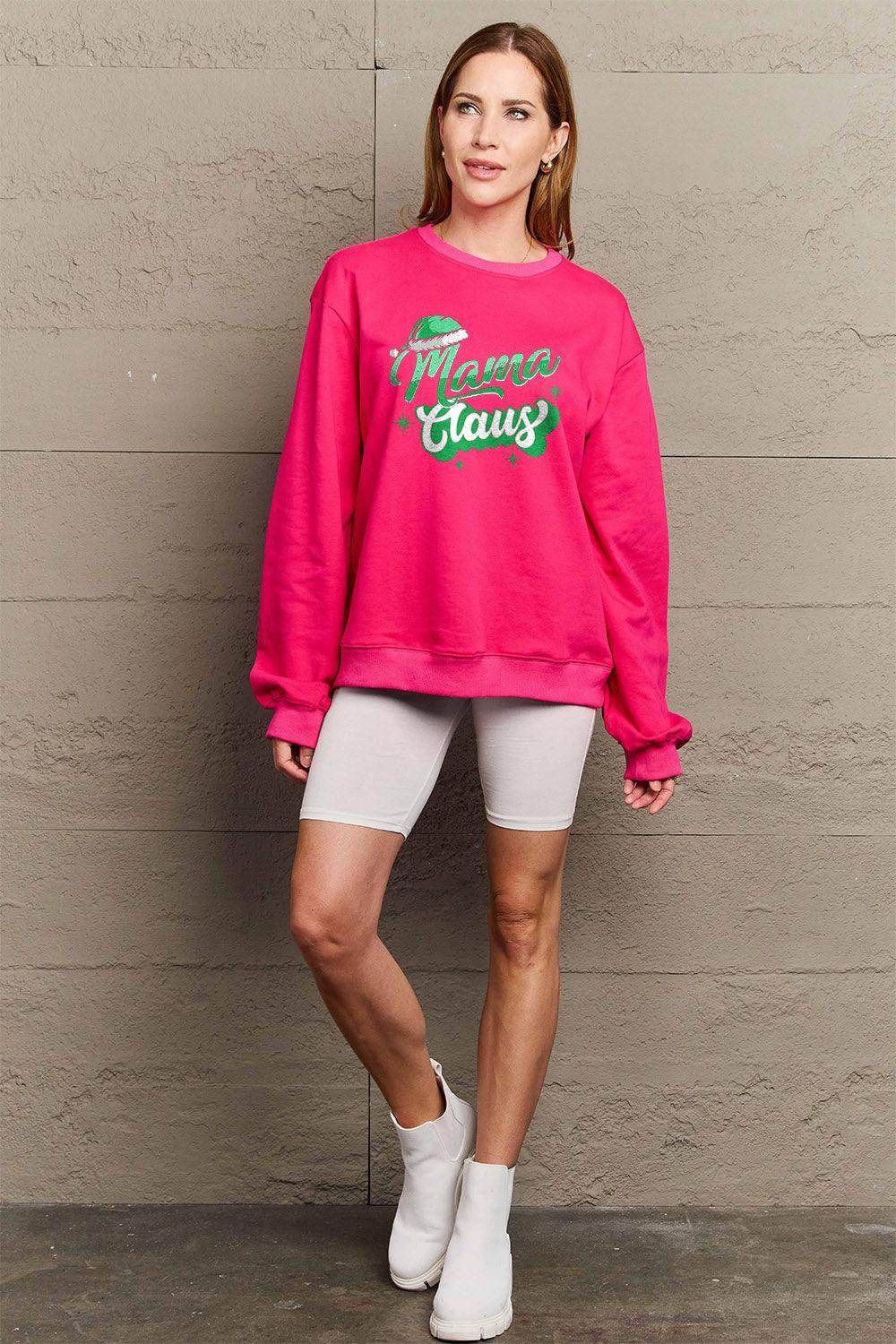Simply Love Full Size MAMA CLAUS Round Neck Sweatshirt - Selvanelle