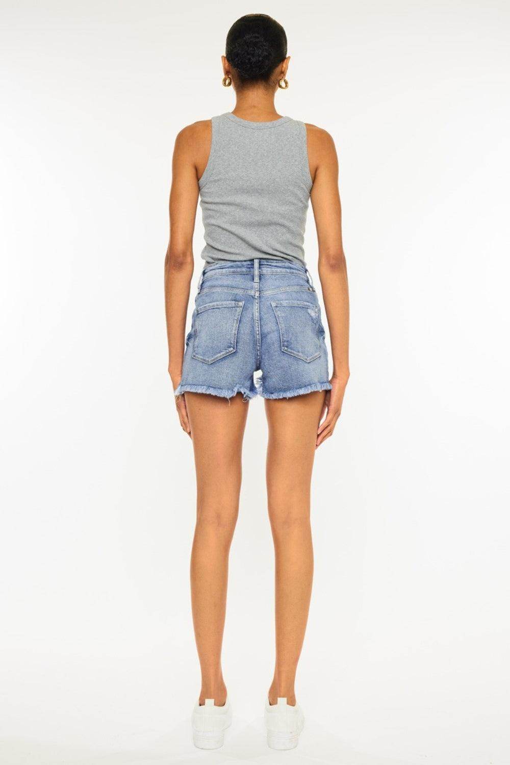 Kancan Distressed Raw Hem Denim Shorts for Trendy Style - Selvanelle