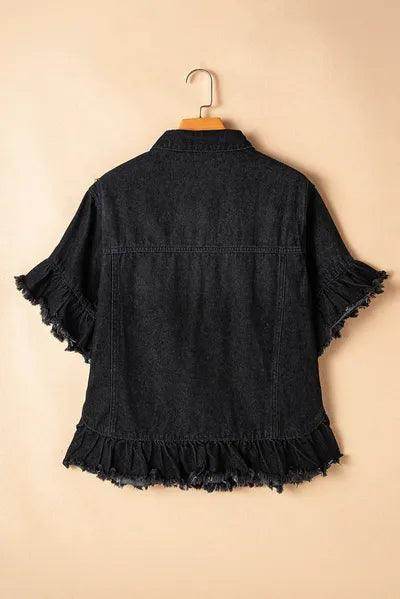 Raw Hem Button Up Denim Top for Chic Everyday Style - Selvanelle