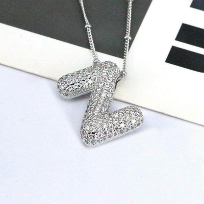 Copper Inlaid Zircon Letter Pendant Necklace for Women - Selvanelle