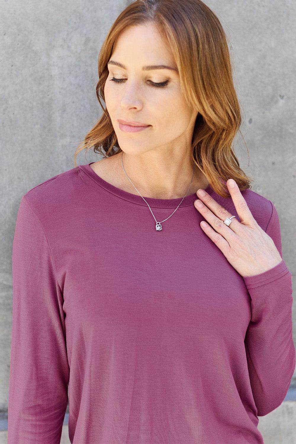 Basic Bae Full Size Round Neck Long Sleeve Top for Women - Selvanelle