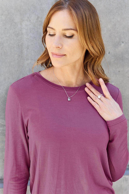 Basic Bae Full Size Round Neck Long Sleeve Top for Women - Selvanelle