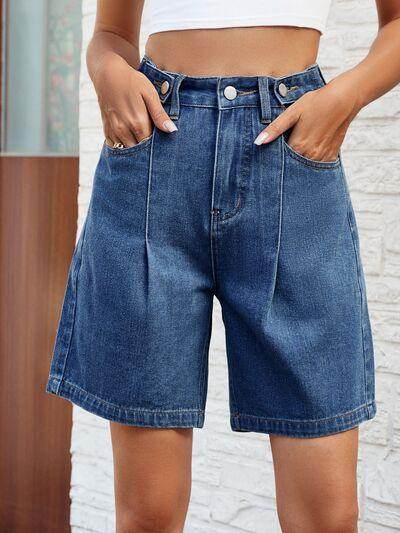 High Waist Denim Shorts with Pockets for Women Fashion - Selvanelle