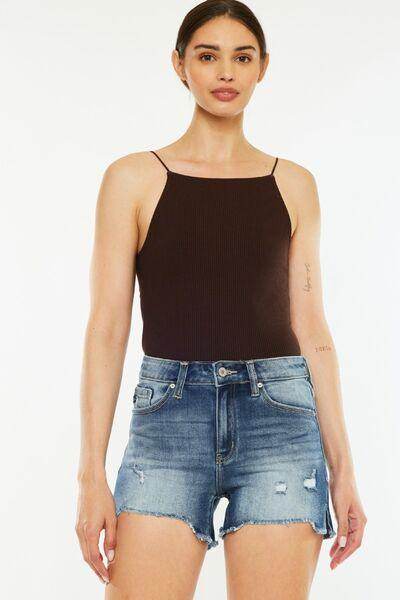Kancan High Waist Raw Hem Denim Shorts for Summer Style - Selvanelle