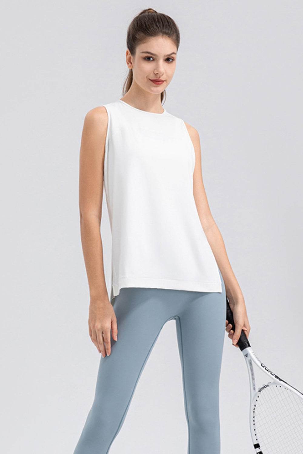 Slit Round Neck Tank - Selvanelle