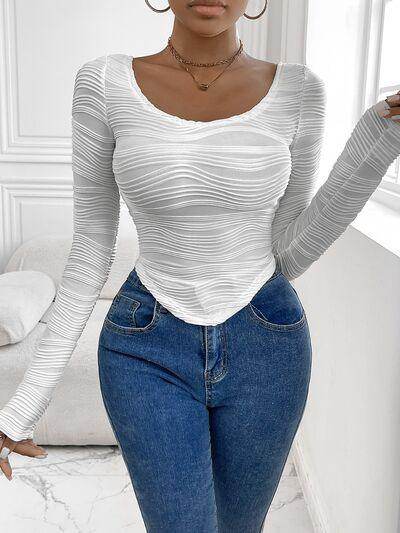 Perfee Scoop Neck Long Sleeve Top for Women Fashion - Selvanelle