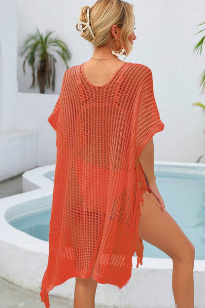 Angel Wings Fringe Trim Openwork Cover Up - Selvanelle