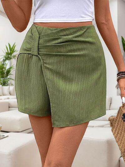 Perfee Ruched High Rise Shorts with Back Zipper for Women - Selvanelle
