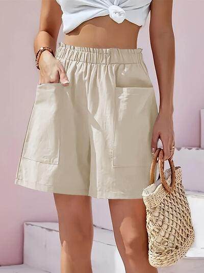 Full Size Pocketed Elastic Waist Shorts for Everyday Comfort - Selvanelle
