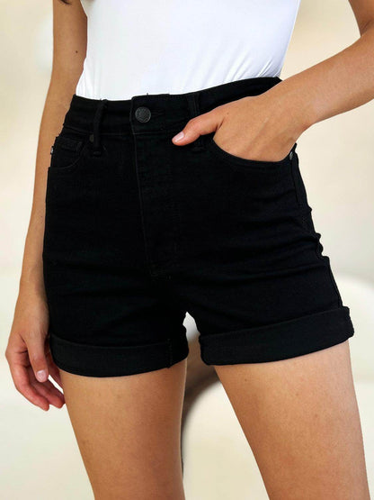 Judy Blue Full Size High Waist Tummy Control Cuffed Shorts - Selvanelle