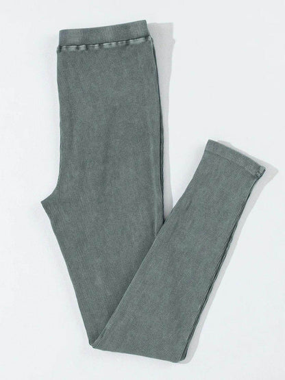Ribbed Elastic Waist Leggings for Comfortable Everyday Wear - Selvanelle