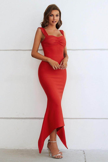 Ruched Sweetheart Neck Hem Detail Dress for Special Occasions - Selvanelle