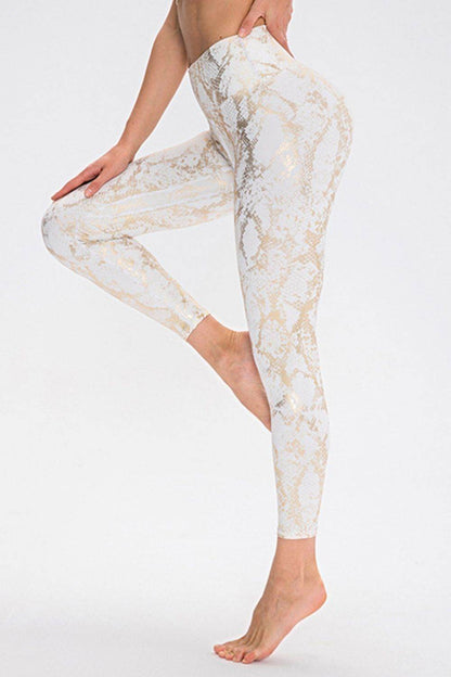 Animal Print Slim Fit Wide Waistband Long Sports Pants - Selvanelle