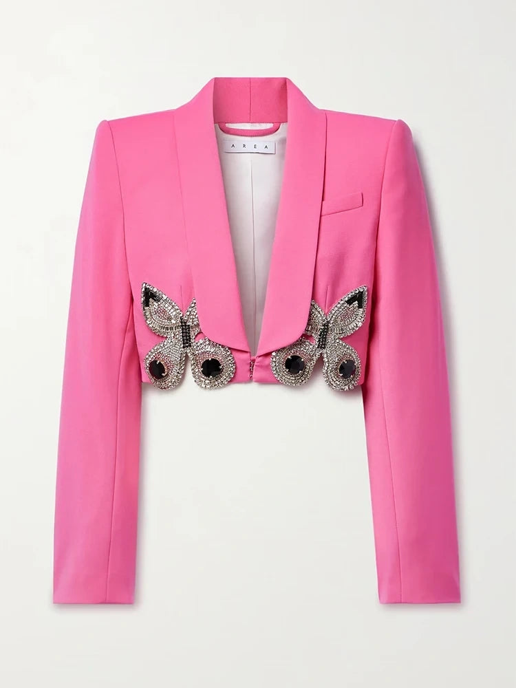 Girl’s Spliced Diamonds Two-Piece Set – Long Sleeve Blazer & Skirt
