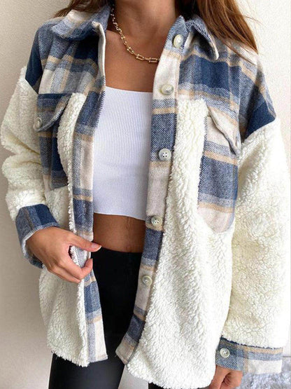 Fuzzy Button Up Long Sleeve Jacket for Cozy Style - Selvanelle