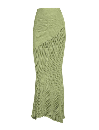 Tied Long Sleeve Top and Skirt Cover Up Set - Selvanelle