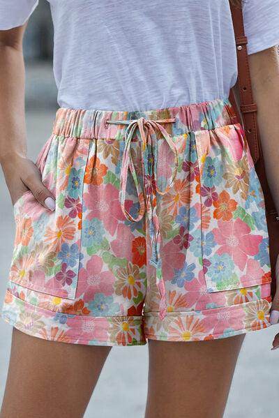 Stylish Drawstring Printed Shorts with Pockets for Women - Selvanelle