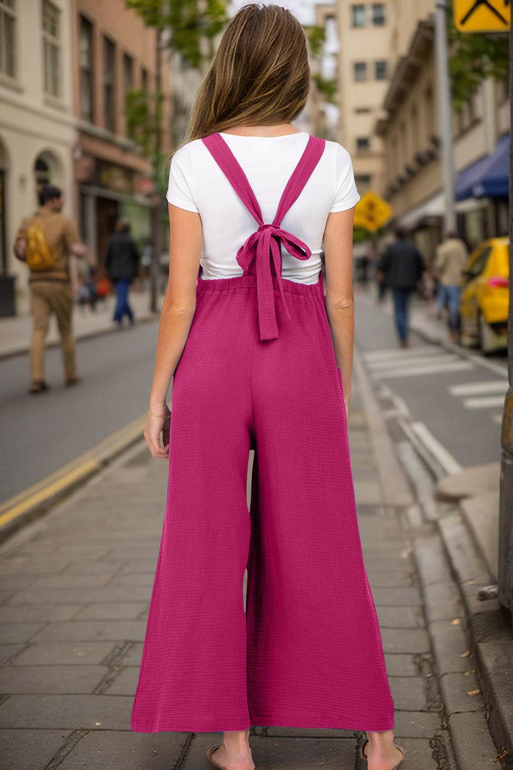 Double Take Full Size Wide Leg Overalls with Pockets - Selvanelle