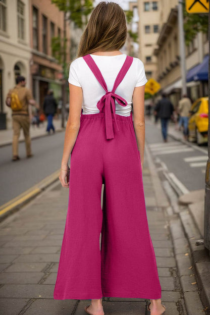 Double Take Full Size Wide Leg Overalls with Pockets - Selvanelle