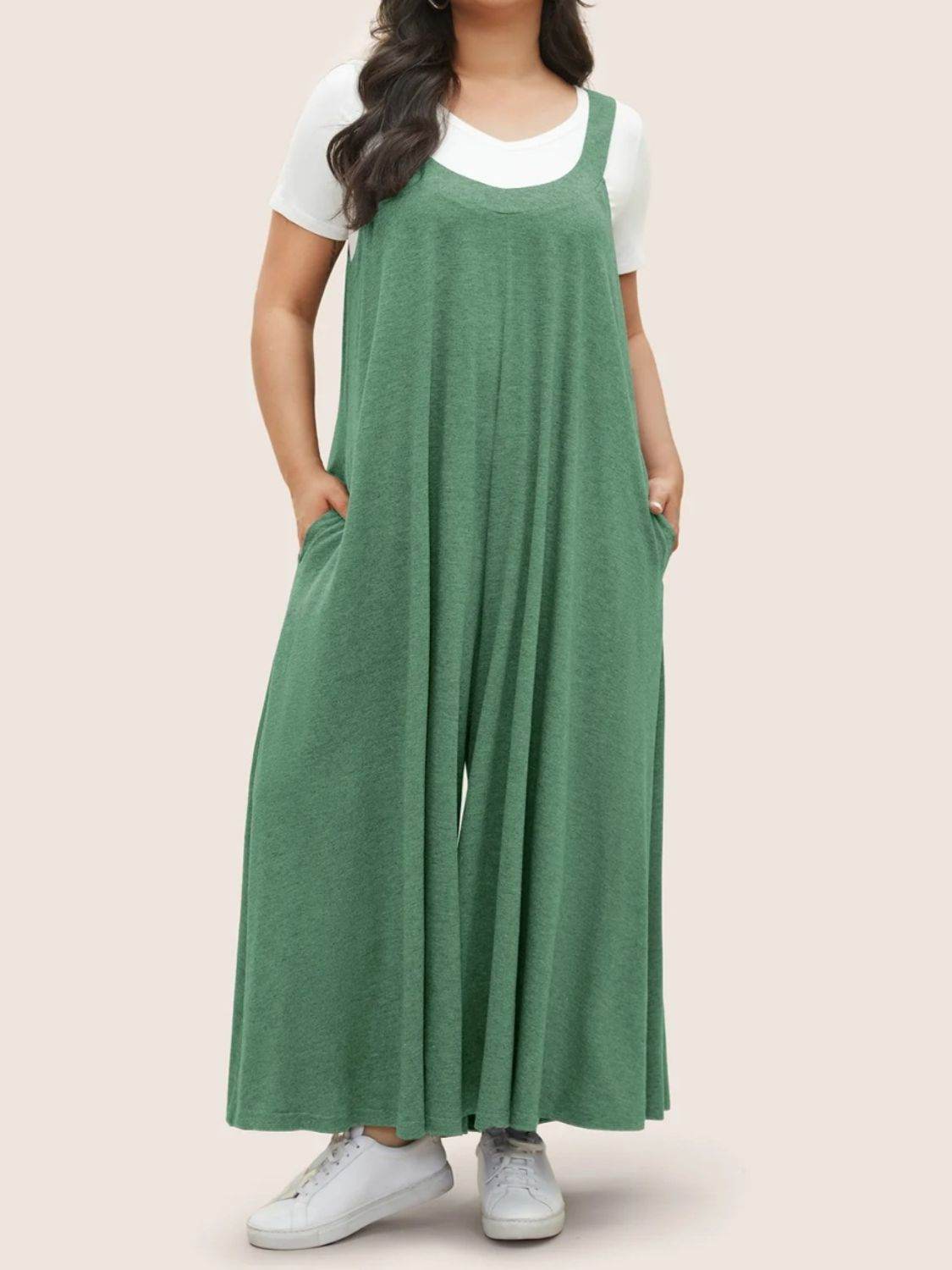 Full Size Pocketed Wide Leg Overalls - Selvanelle
