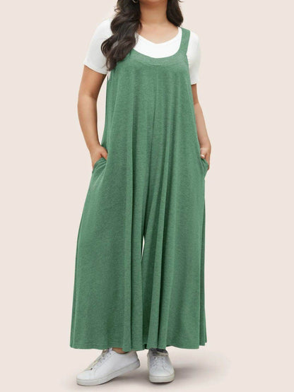 Full Size Pocketed Wide Leg Overalls - Selvanelle